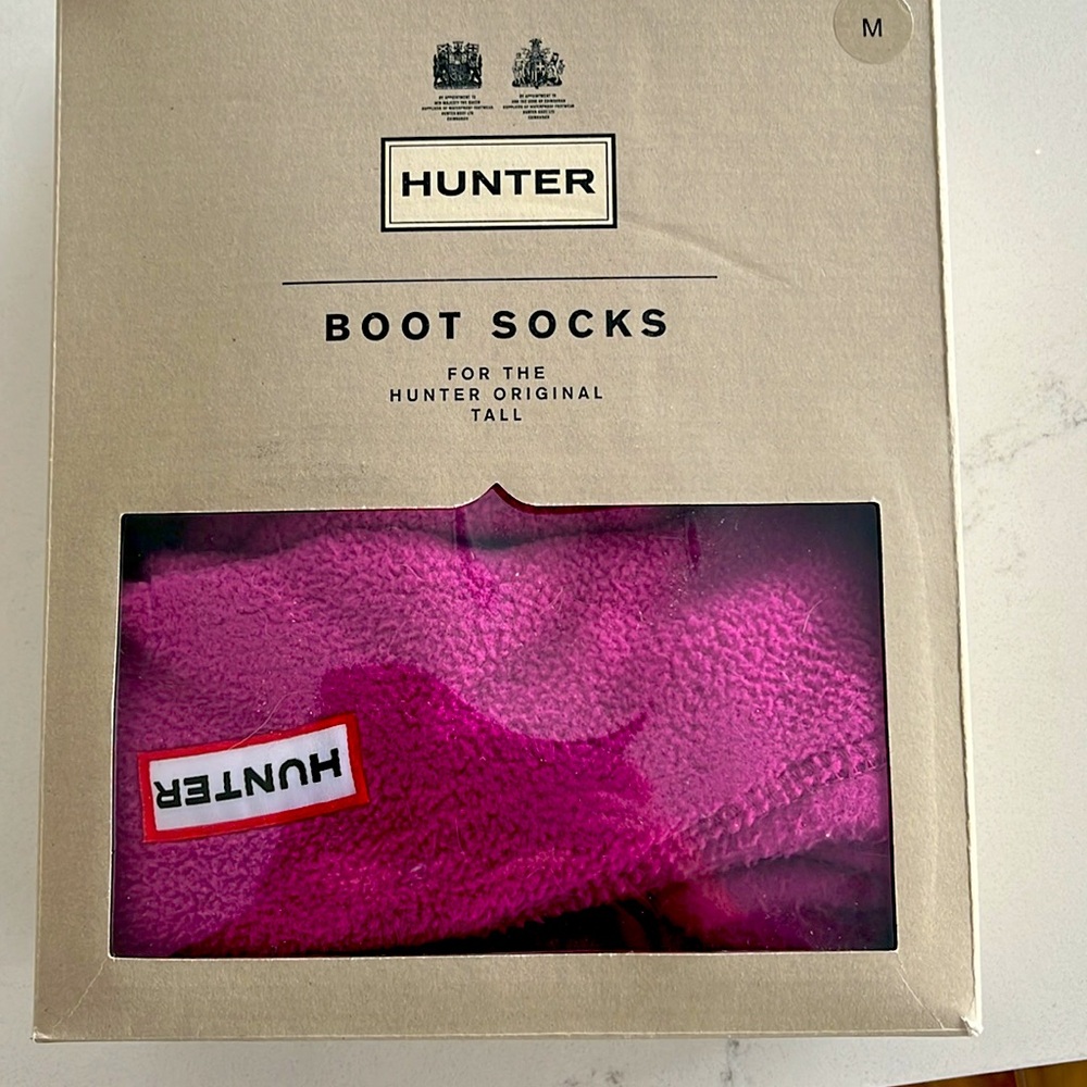 Hunter fleece cuff tall boot socks - pink size L